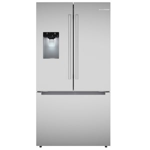 Bosch 300 Series 36 in. 26 cu.ft. Stainless Steel Standard Depth French Door Refrigerator With External Water and Ice Dispenser