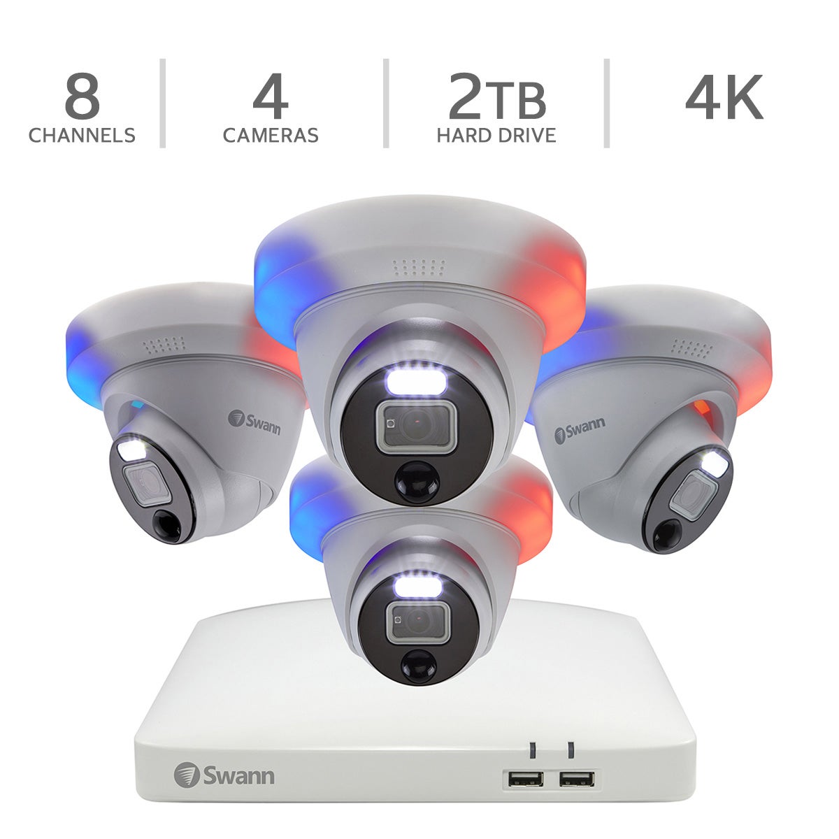 Swann Enforcer Security System 4台セット Swann 8-Channel 4K UHD DVR Security System with 2TB HDD and 4 4K