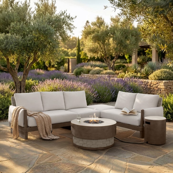 SunVilla Amherst Park 6-piece Outdoor Patio Fire Sectional Set
