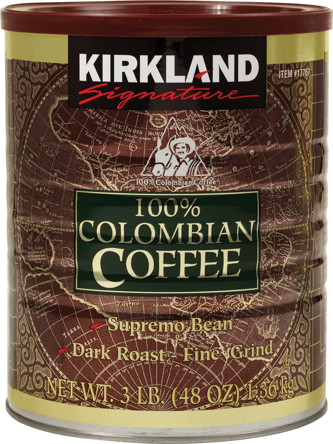 Kirkland Signature 100% Colombian Ground Coffee, Dark Roast, 3 lbs