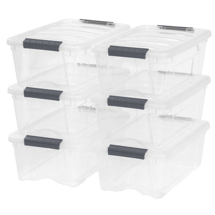 IRIS 12.9 Quart Buckle Up Storage Bin, 6-pack | Costco