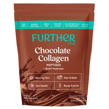 Further Food Grass-Fed Collagen Peptides Powder Plus Mushroom, Chocolate, 56 Servings