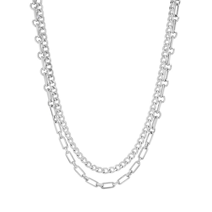 Sheryl Lowe Two-layer Soho & Curb Chain Sterling Silver Necklace
