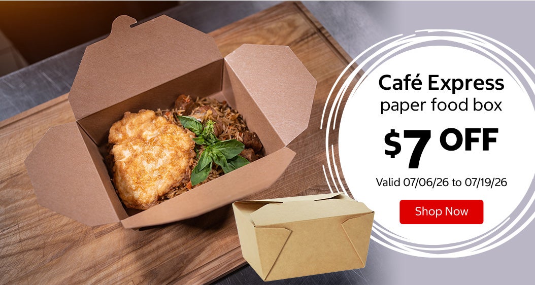 Café Express kraft paper food box $7 OFF Valid 07/06/26 to 07/19/26 Shop Now 