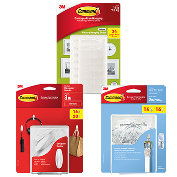 Command™ Picture Hanging Strips, Medium Designer Hooks AND/OR Clear Wire Hooks