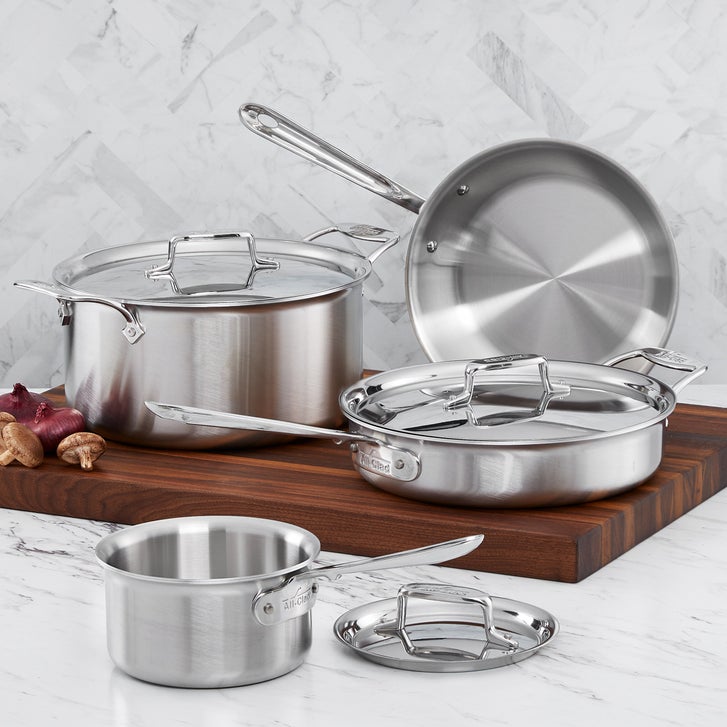 All-Clad D5 Brushed Stainless Steel 7-piece Cookware Set | Costco