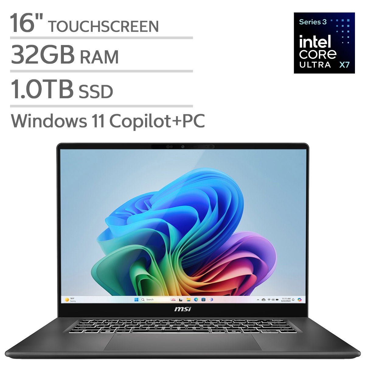MSI Prestige 16 AI+ Copilot+ Laptop - 16