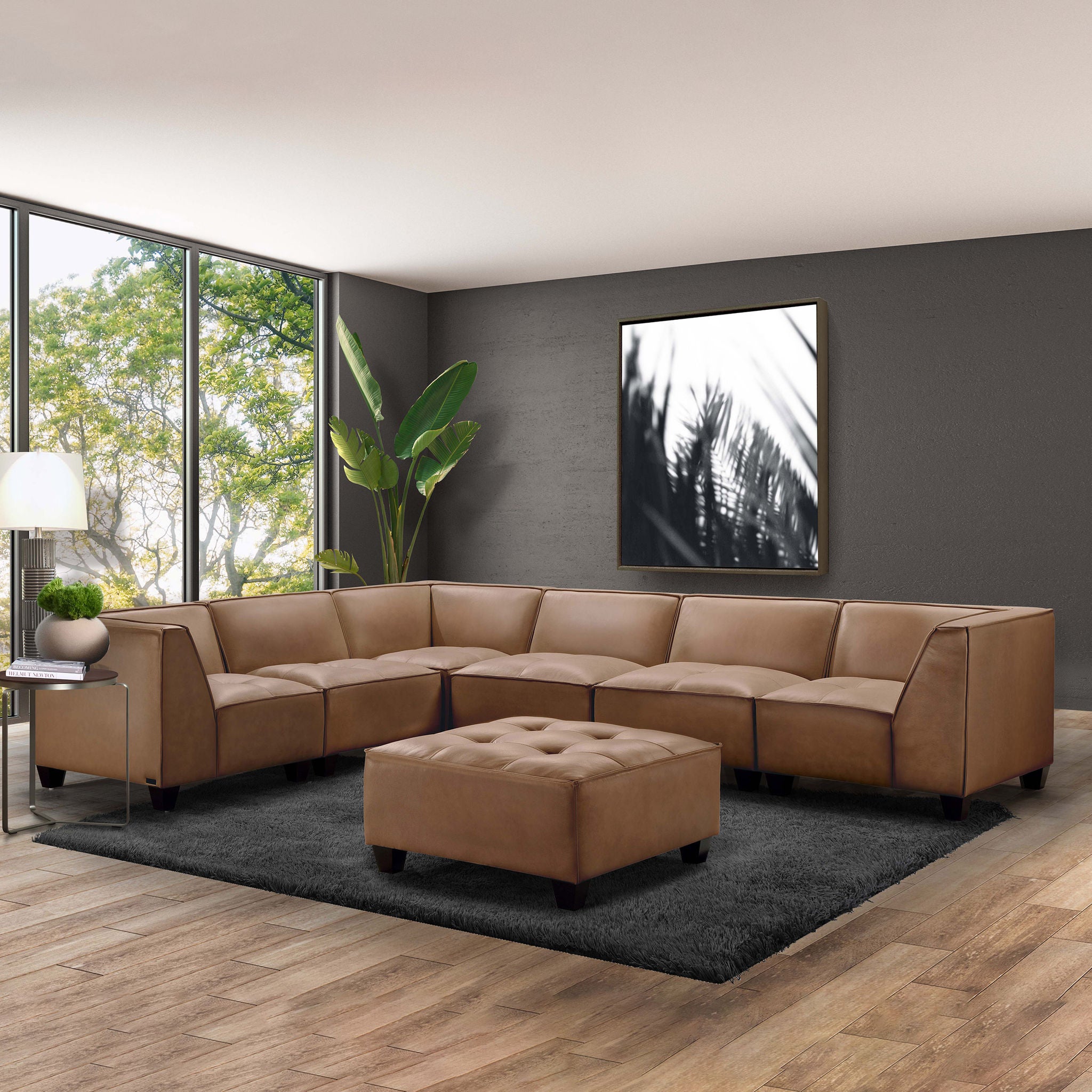 Wallingford 7-piece Leather Modular Sectional with Ottoman | Costco