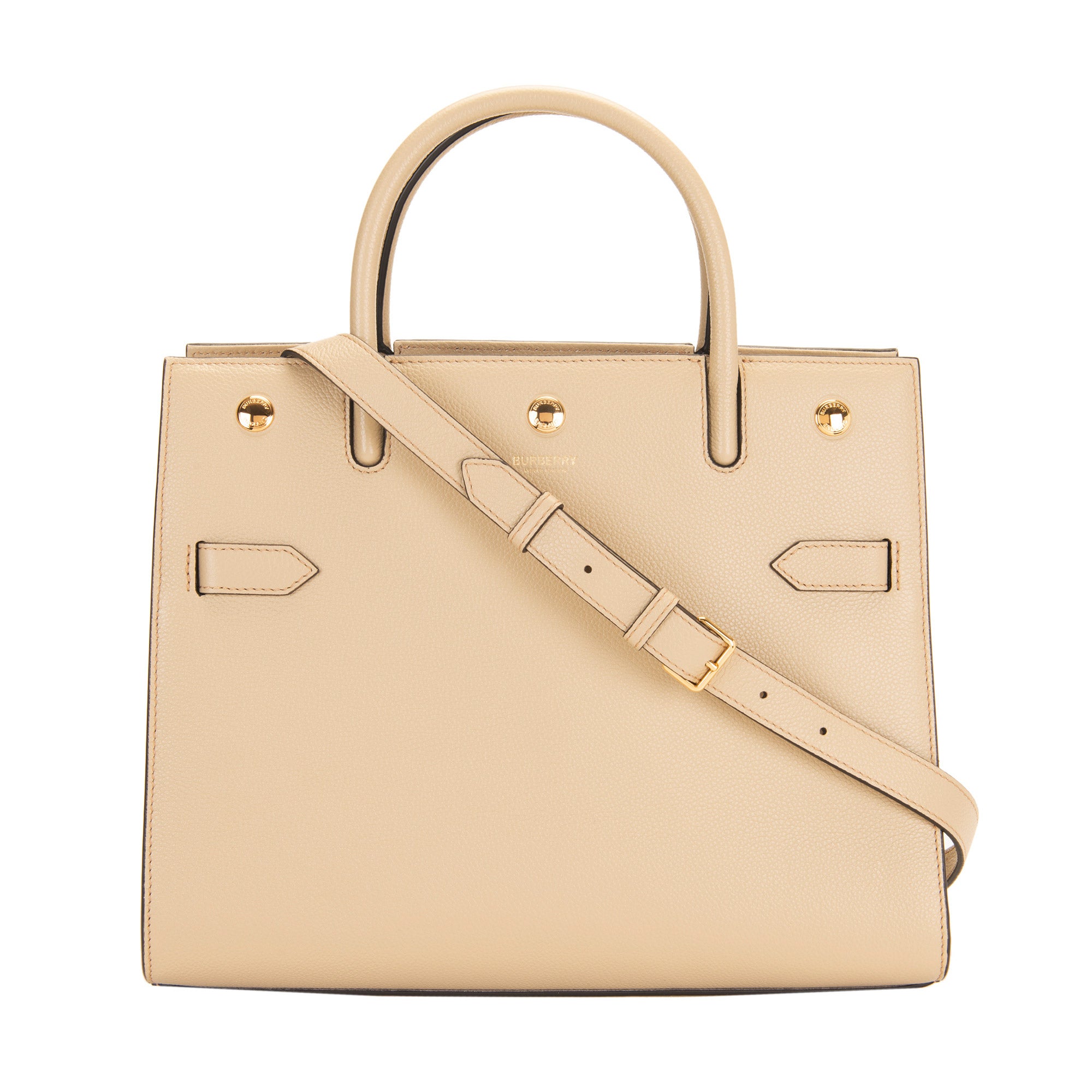 Burberry Small Leather Two Handle Title Bag | Costco