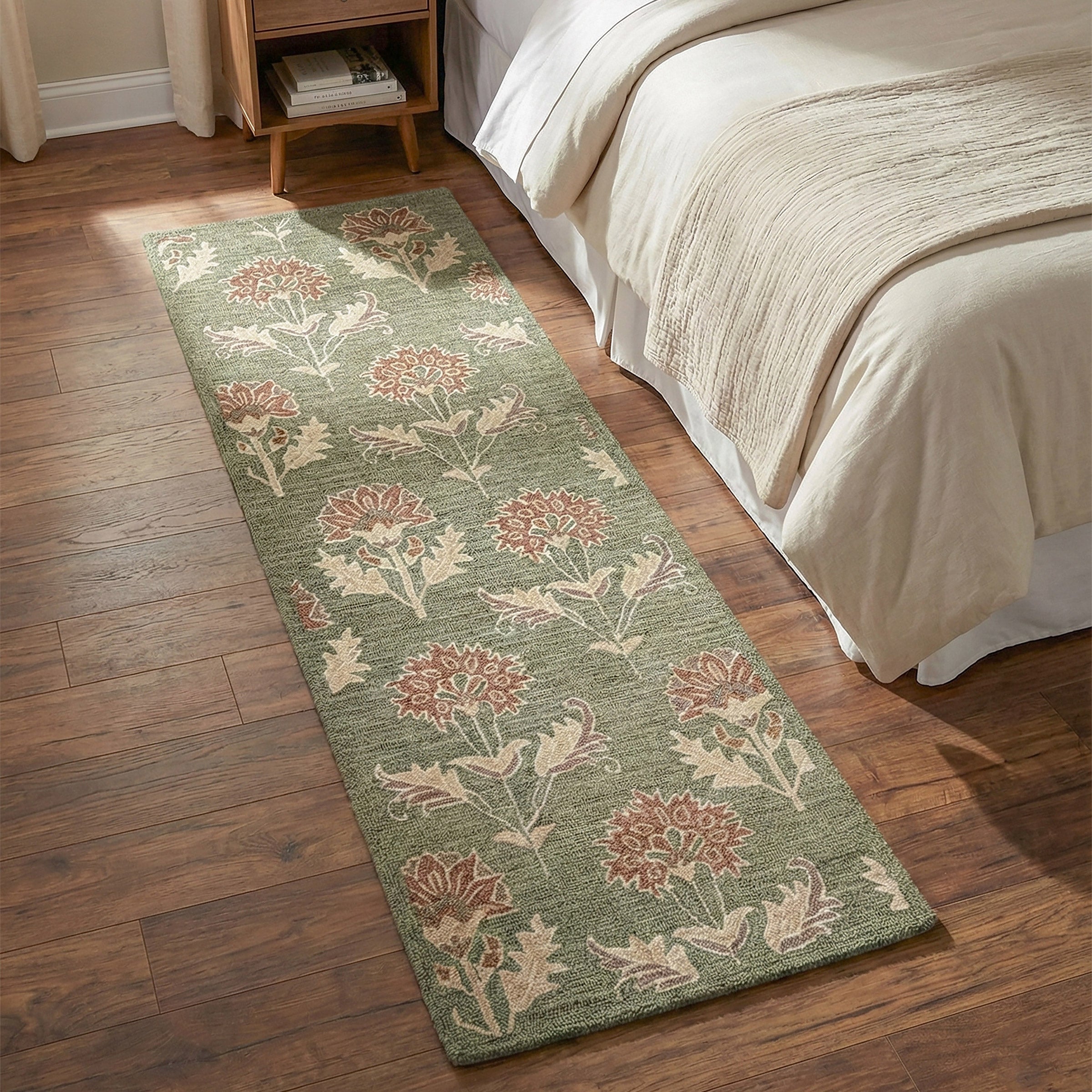 Obeetee Delilah Hand Tufted Wool Runner Rug, Oris Green, 2'6” x 8