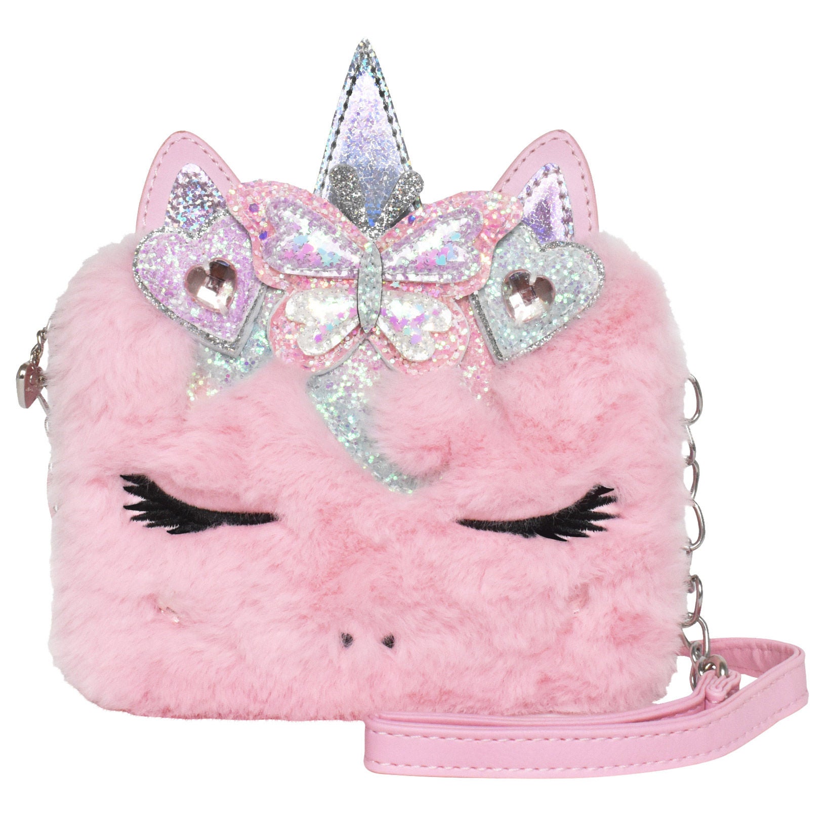 OMG Accessories Miss Gwen Unicorn Pink Plush Crossbody Bag | Costco