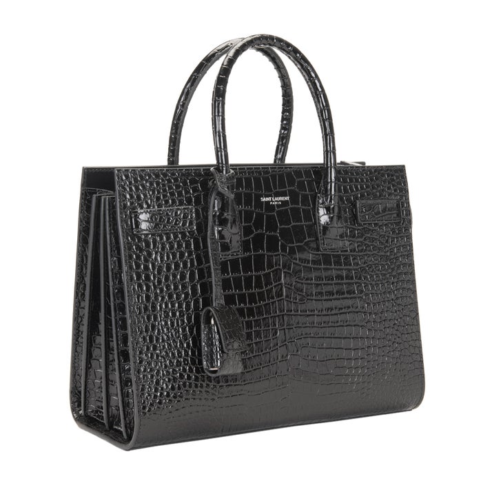 YSL Croc Embossed Sac De Jour Bag, Black | Costco