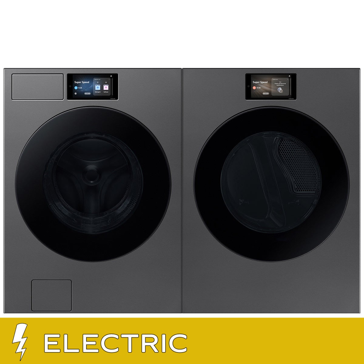 Samsung 5.3 cu. ft. Bespoke AI Front Load Ultra Capacity Washer and 7.6 cu. ft. Bespoke AI Ultra Capacity Front Load ELECTRIC Dryer with AI Home