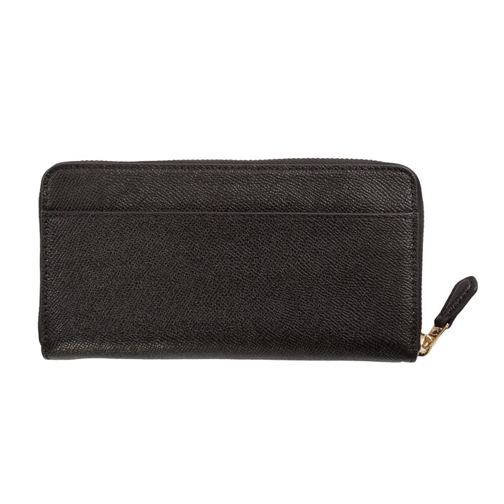 Coach Crossgrain Leather Accordion Zip Wallet, Black | Costco