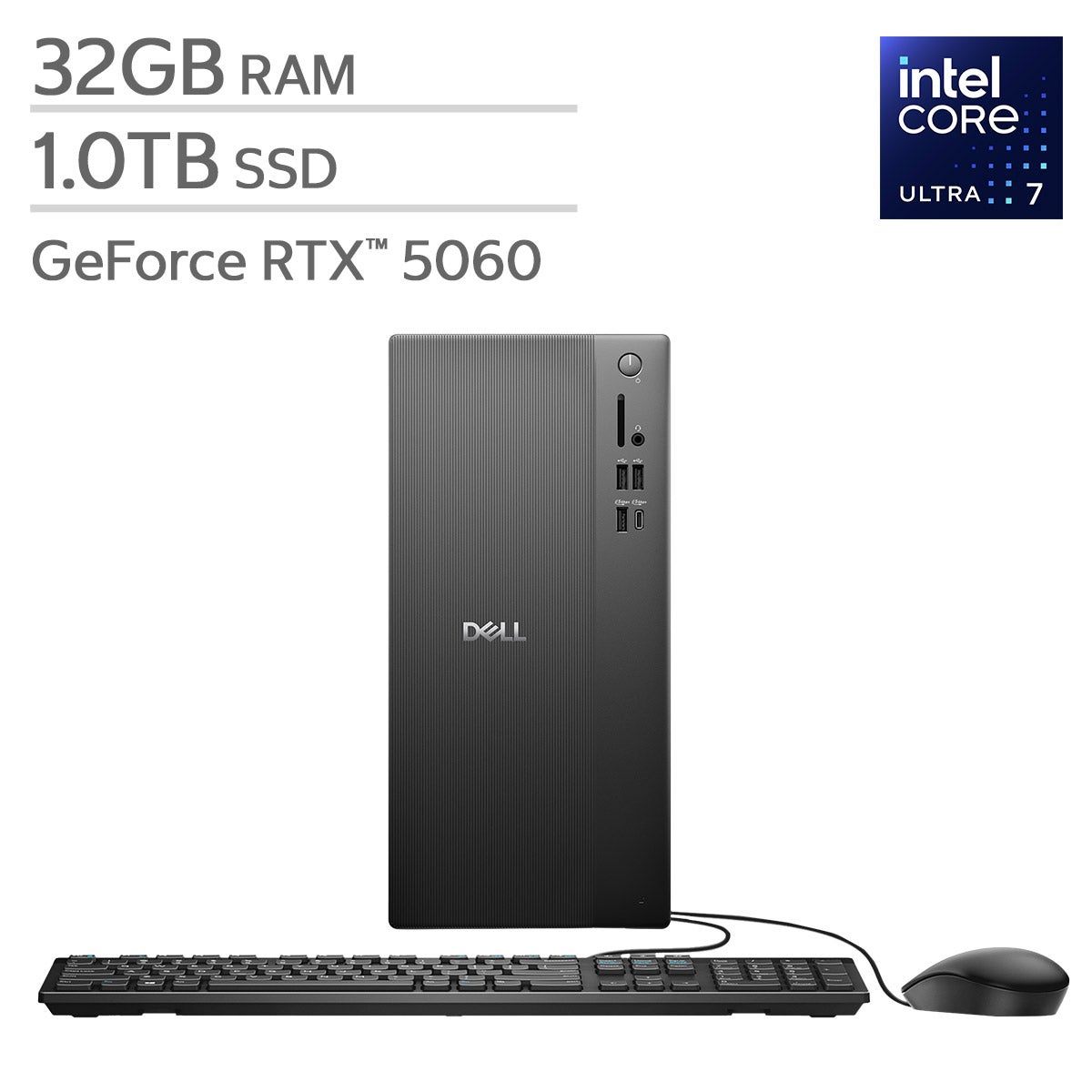 「Dell RTX5070Ti Core Ultra7 32GB美品」 Dell Tower Desktop - Intel Core Ultra 7 265F - NVIDIA GeForce RTX