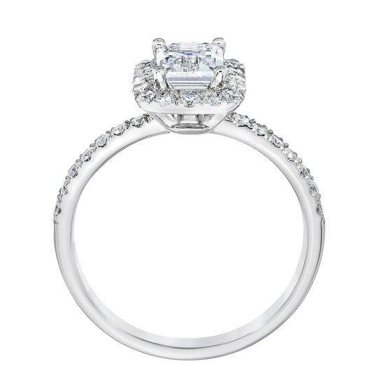 Emerald Cut 1.68 ctw VS1 Clarity, F Color Diamond Platinum Halo Ring ...