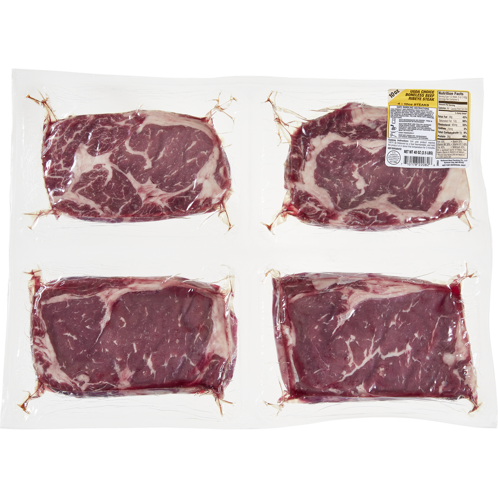 Costco Ribeye Tray USDA Choice Beef Ribeye Steak, 10 oz, 4 ct | Costco