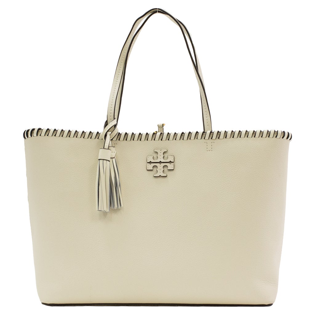 Tory Burch Mcgraw Whipstitch Tote Bag, New Ivory | Costco