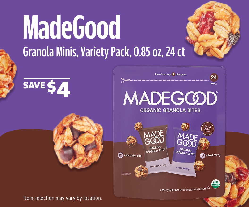 SAVE $4 on MadeGood Granola Minis, Variety Pack, 0.85 oz, 24 ct