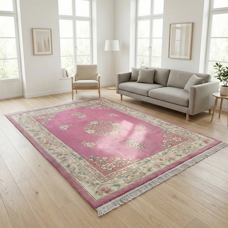vintage floor cushion　トロピカルピンク Pagoda Hand Knotted Rug Collection, Vernier Pink | Costco