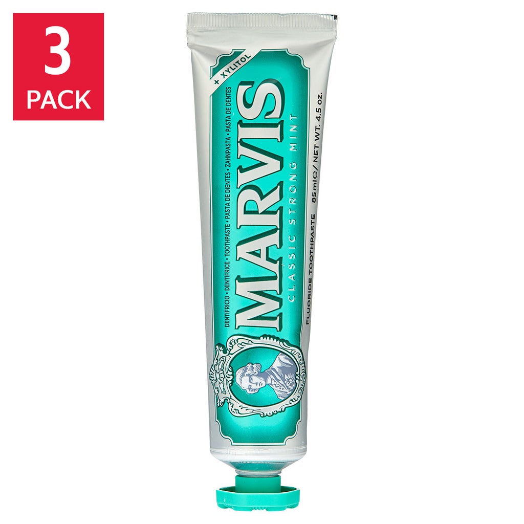 Marvis Classic Strong Mint Fluoride Toothpaste 4.5 oz, 3-pack | Costco
