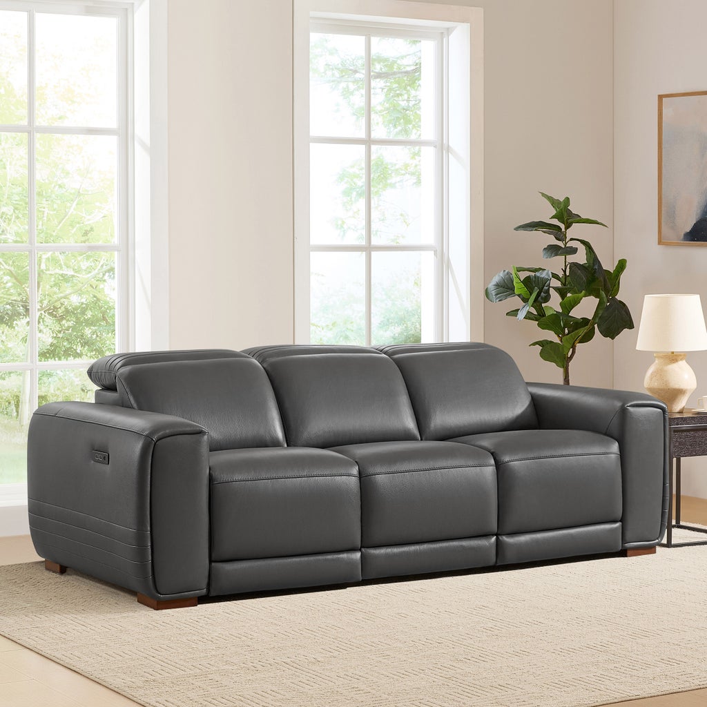 Karson Leather Power Reclining Sofa with Power Headrests | Costco Karson Leather Power Reclining Sofa with Power Headrests | Costco