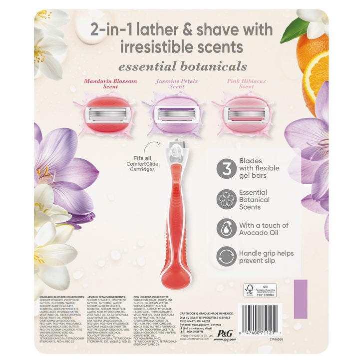  ノーブル ライン Venus&Cupid 1000枚限定品 Gillette Venus ComfortGlide Essential Botanicals, 1 Razor + 12