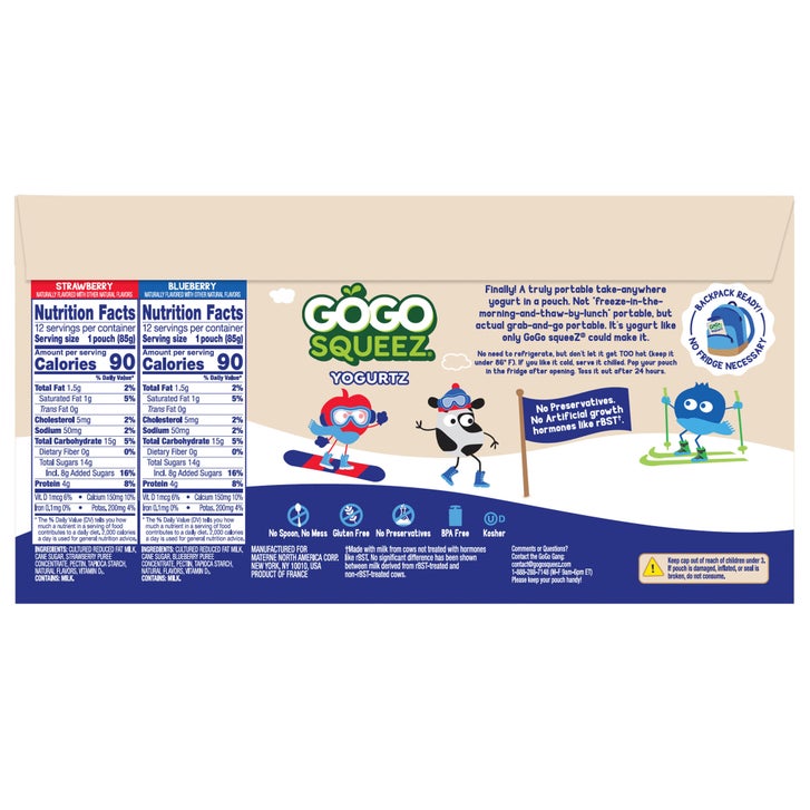 GoGo SqueeZ Yogurtz, Variety Pack, 3 oz, 24-count | Costco