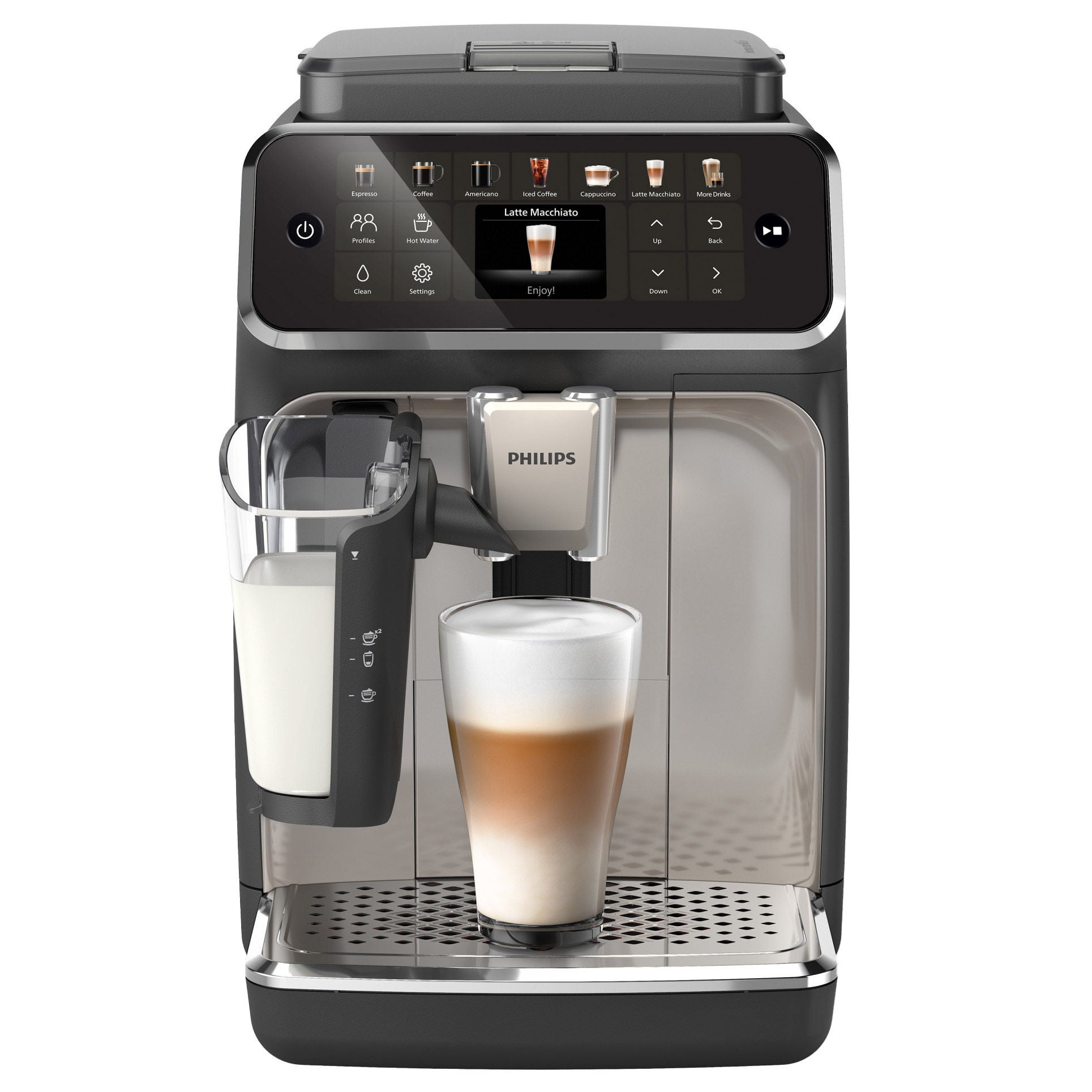 Philips 4400 Full Auto Coffee and Espresso Machine, LatteGo Milk
