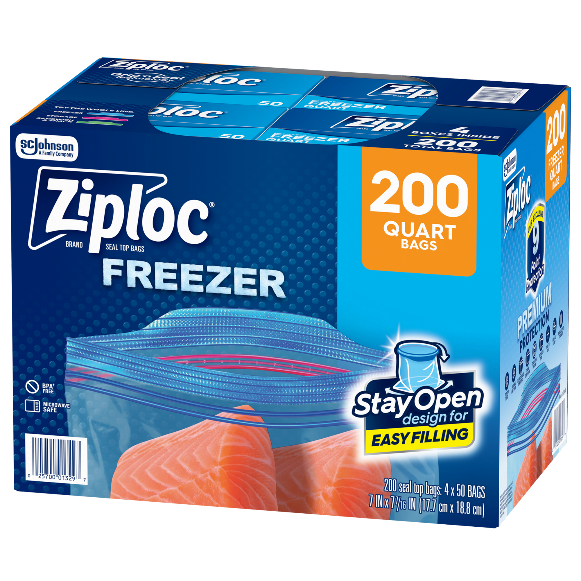 Ziploc Grip 'n Seal Freezer Bags, Quart, 200 ct | Costco