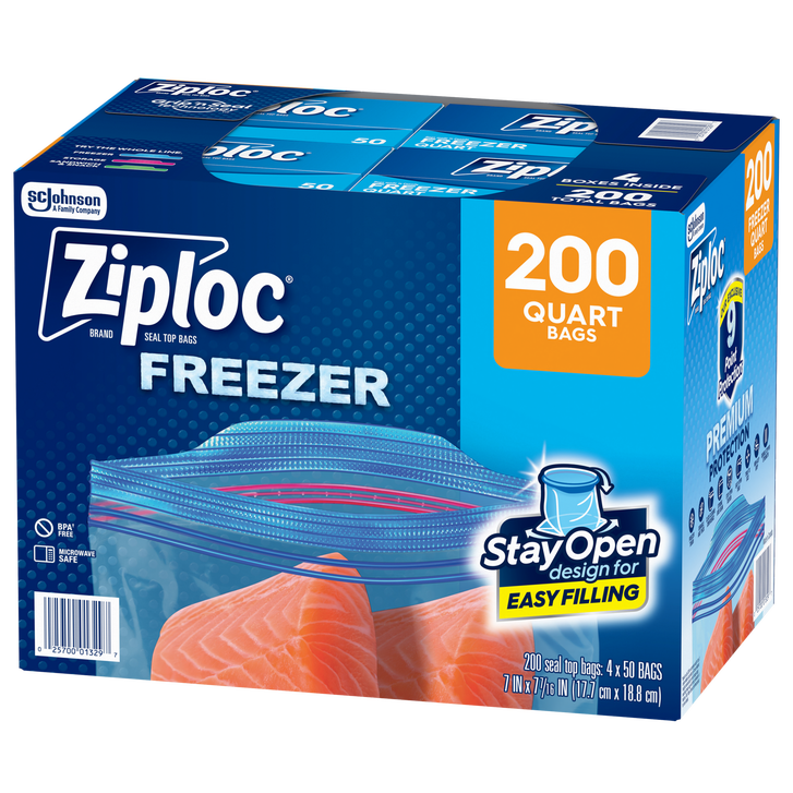 Ziploc Grip 'n Seal Freezer Bags, Quart, 200 ct | Costco