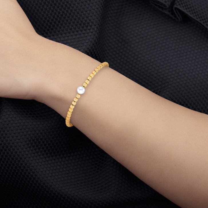 Freshwater Cultured 7.5-8mm Pearl Bracelet With 14kt Yellow Gold