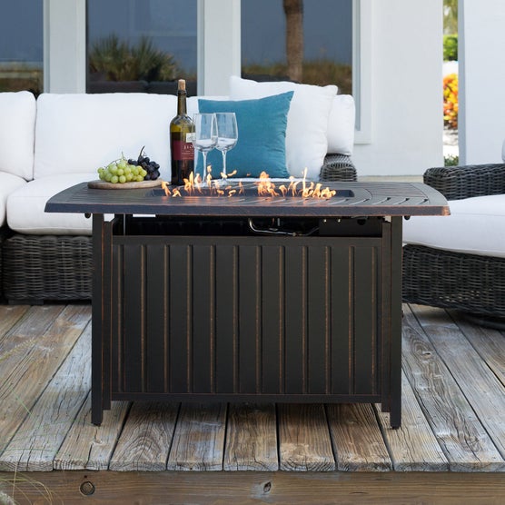 Bravos Rectangle Aluminum Gas Fire Pit | Costco