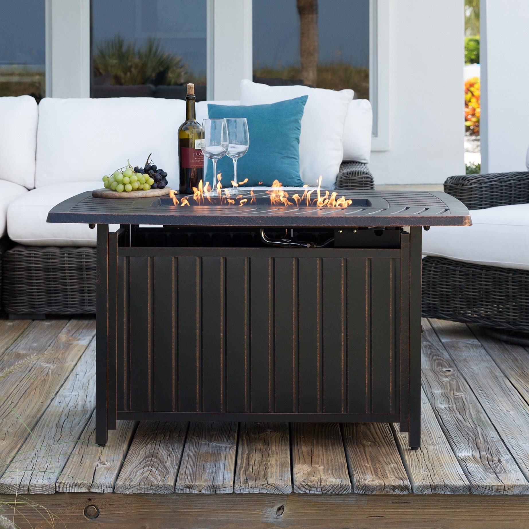Bravos Rectangle Aluminum Gas Fire Pit | Costco
