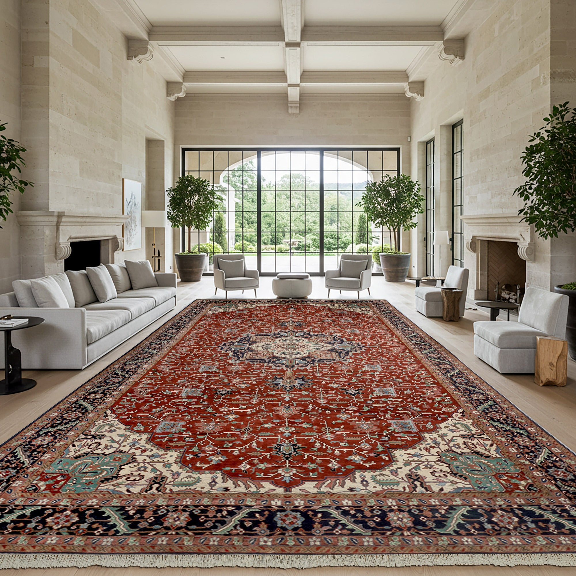 Chatsworth Hand Knotted Rug Collection, Indo Herez Rust