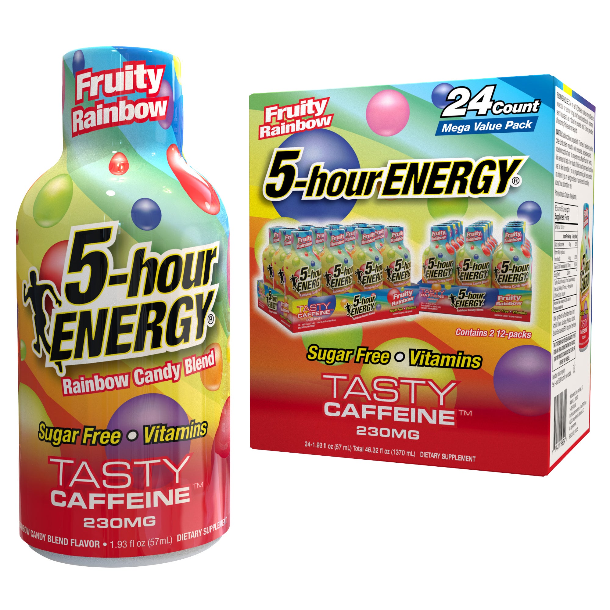 5-hour Energy Shot, Extra Strength, Fruity Rainbow, 1.93 fl oz, 24-count