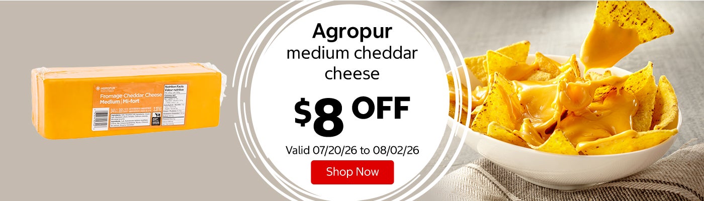 Agropur medium cheddar cheese $8 OFF Valid 07/20/26 to 08/02/26 Shop Now 