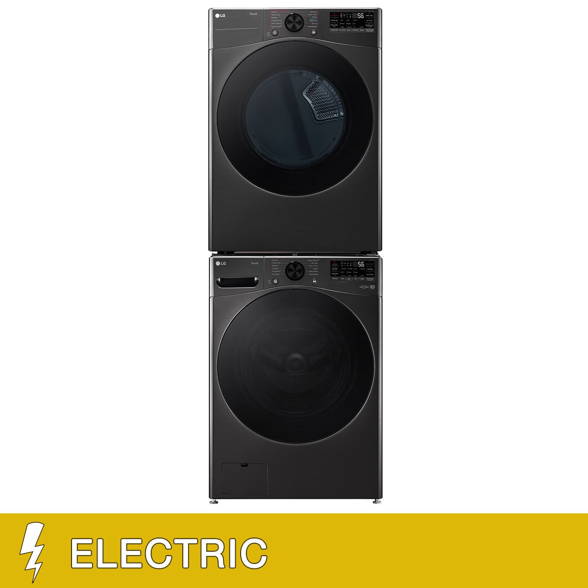 LG 4.5 cu. ft. Front Load Washer with TurboWash 360 and 7.4 cu. ft. ELECTRIC Dryer with TurboSteam and Built-In Intelligence with Stacking Kit