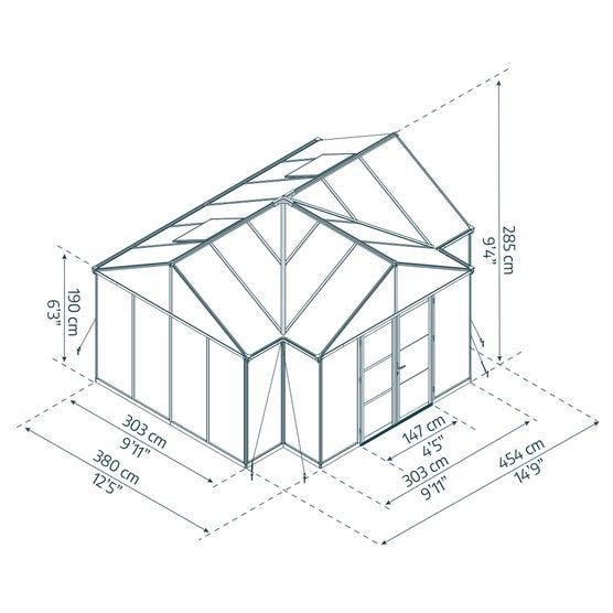 Palram Canopia Triomphe Chalet 12' x 15' Greenhouse and Solarium w
