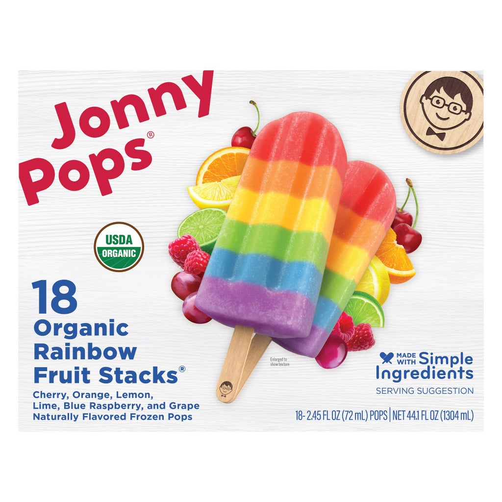 JonnyPops Organic Rainbow Fruit Stacks Frozen Pops, 2.45 fl oz, 18 ...