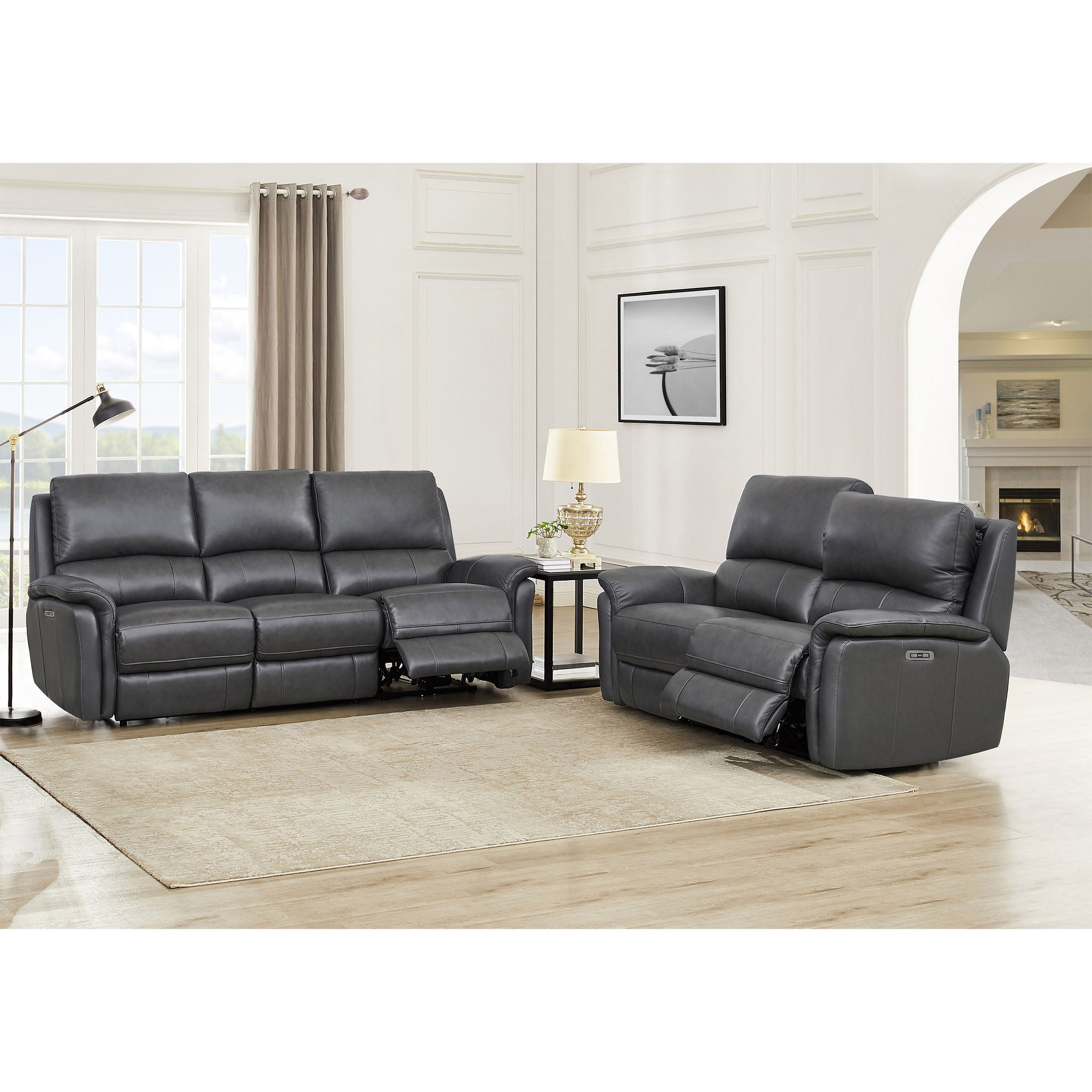 ROAMCOUCH 2014 ジクレープリント Prospera Home Marner Top grain Leather Power Reclining Sofa and