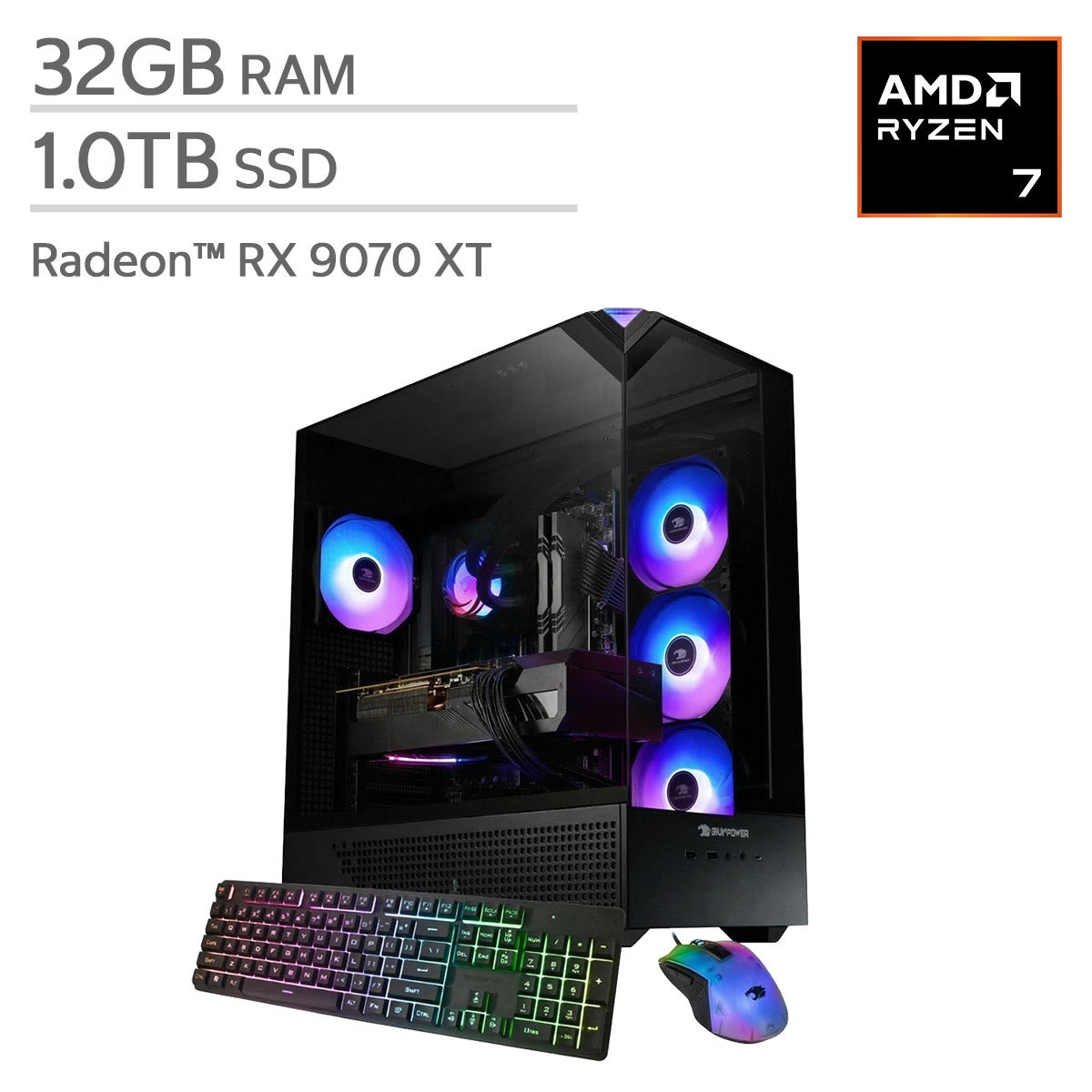 iBUYPOWER Element Gaming PC Desktop - AMD Ryzen 7 9850X3D, Radeon