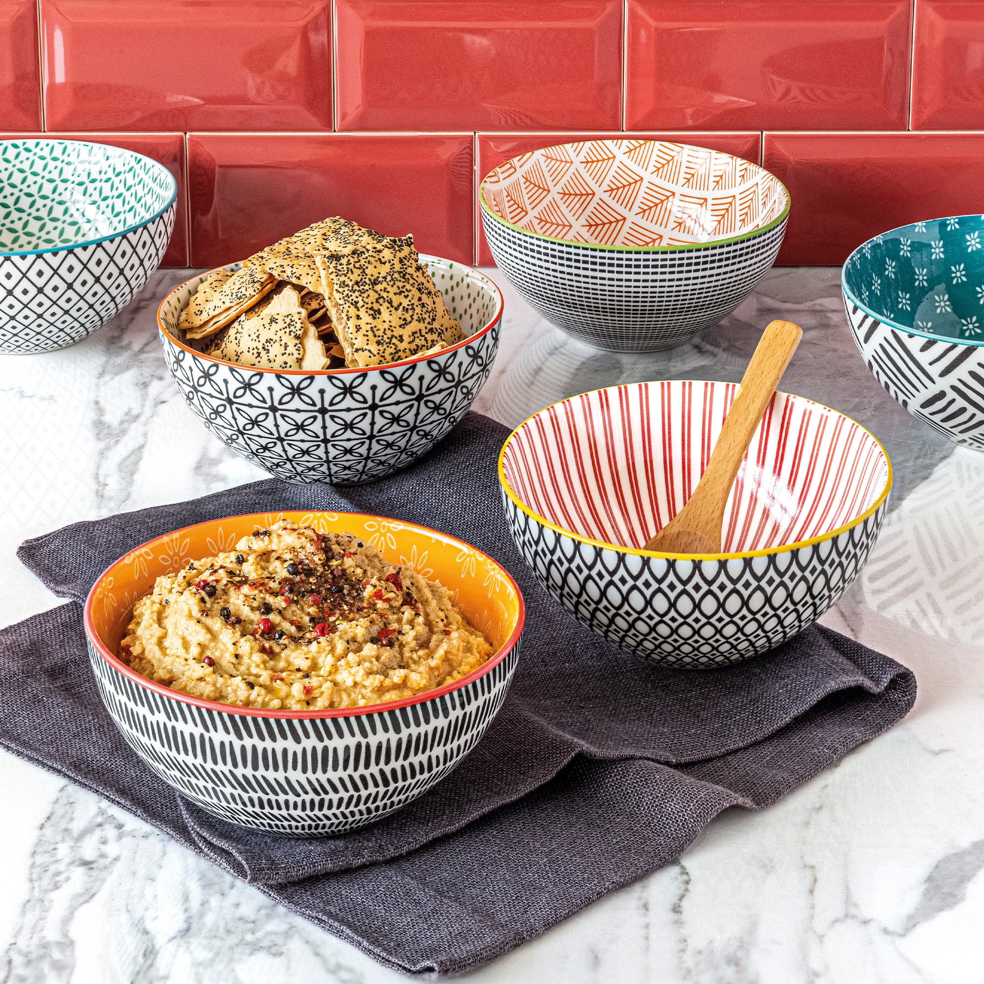 overandback Geometry All-Purpose Bowls 6-piece set | Costco