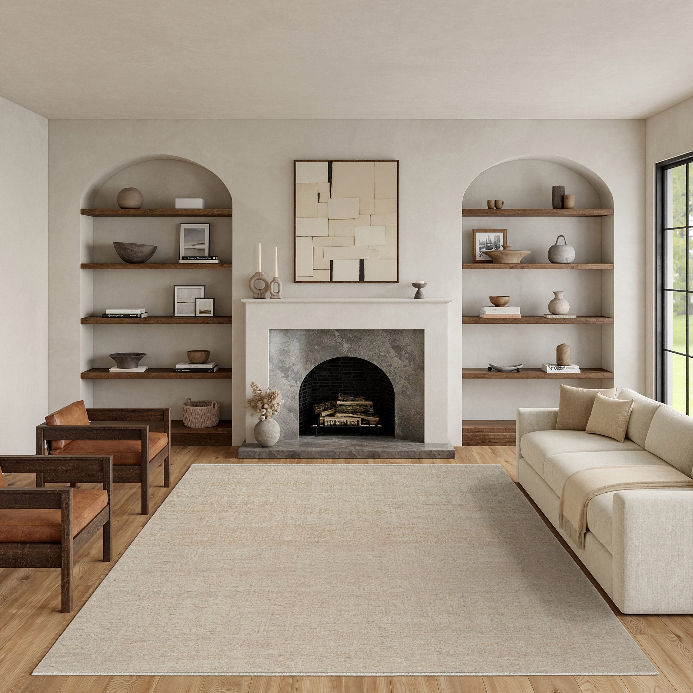 Nourison Pure Home Area Rug, Linen, 9’ x 12’