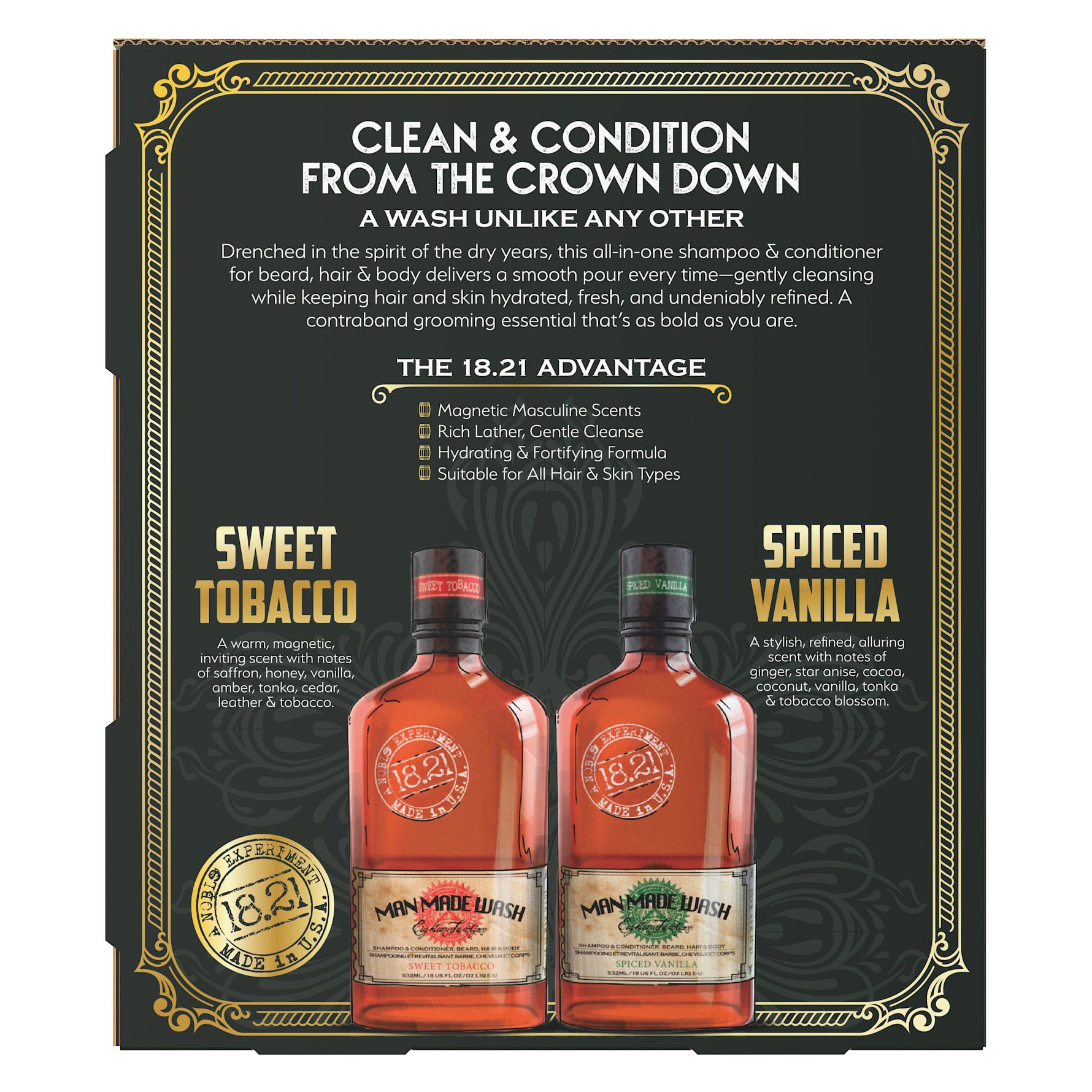 1821 sweet tobacco shampoo Anti-Flake & Conditioner 1 package contains shampoo Original Sweet Tobacco Man Made