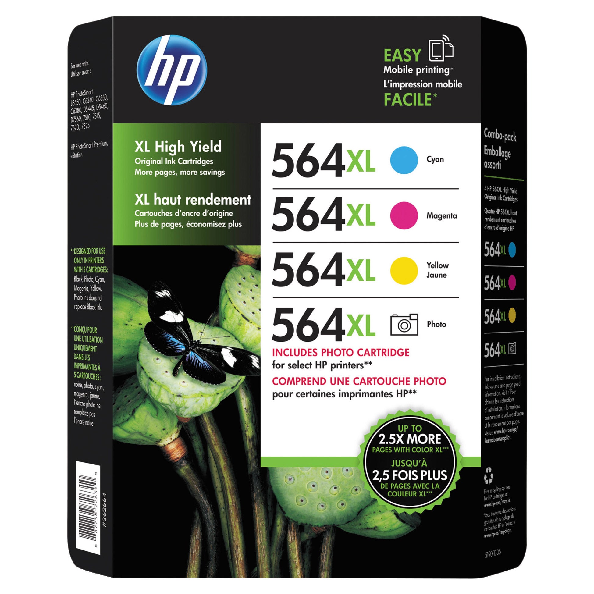 HP 564XL Photo & Ink Cartridge Tri-Color and Photo Black, Combo