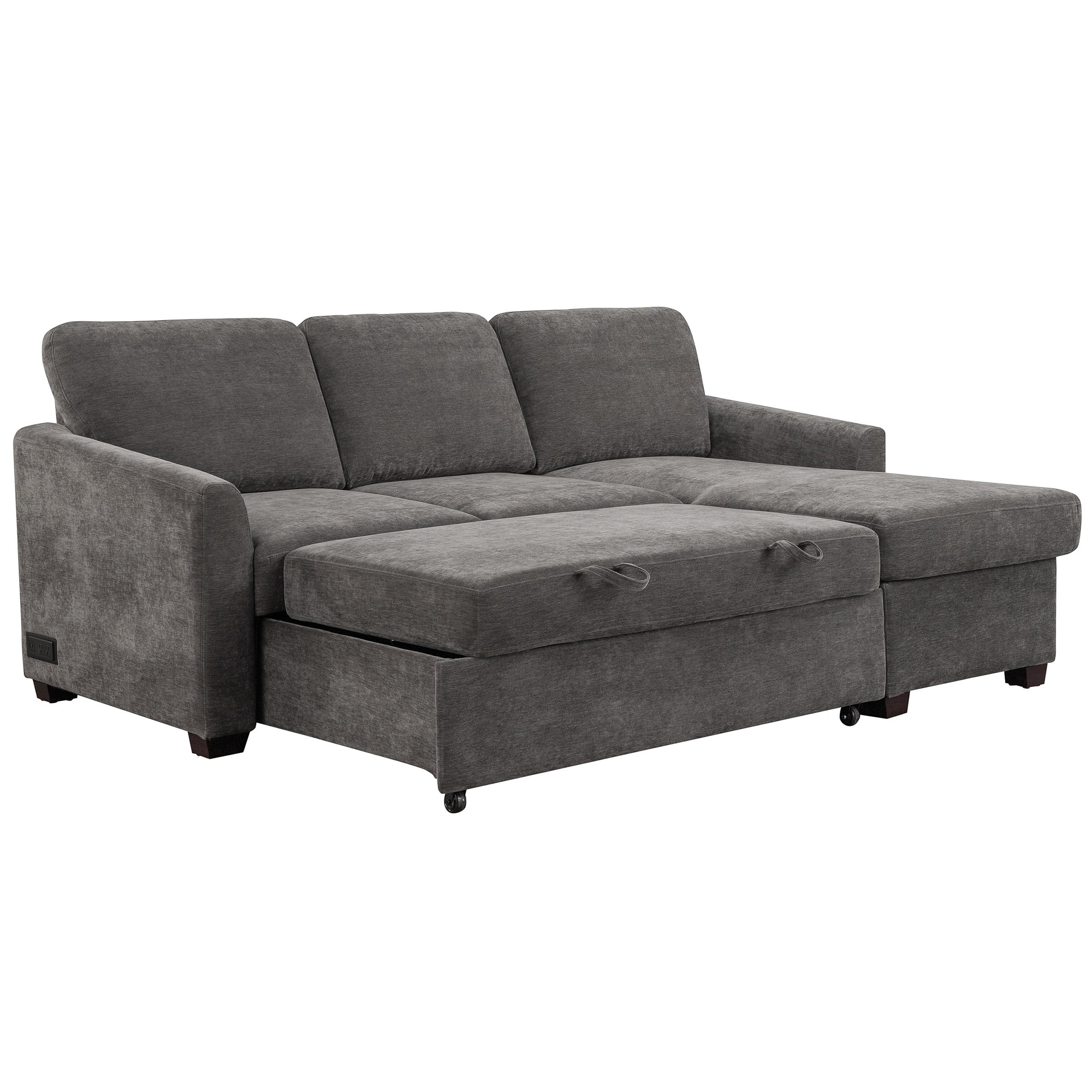 Coddle Cameron Fabric Sleeper Sofa with Reversible Chaise and Storage