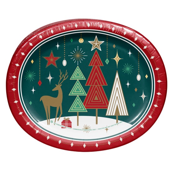Artstyle Oval Paper Plate and Napkin Bundle, Decorative Deer, 200-count ...