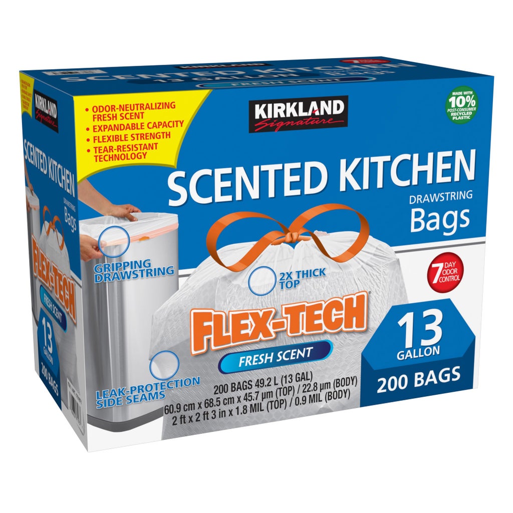 Kirkland Signature Flex-Tech 13-Gallon Scented Kitchen Trash Bags