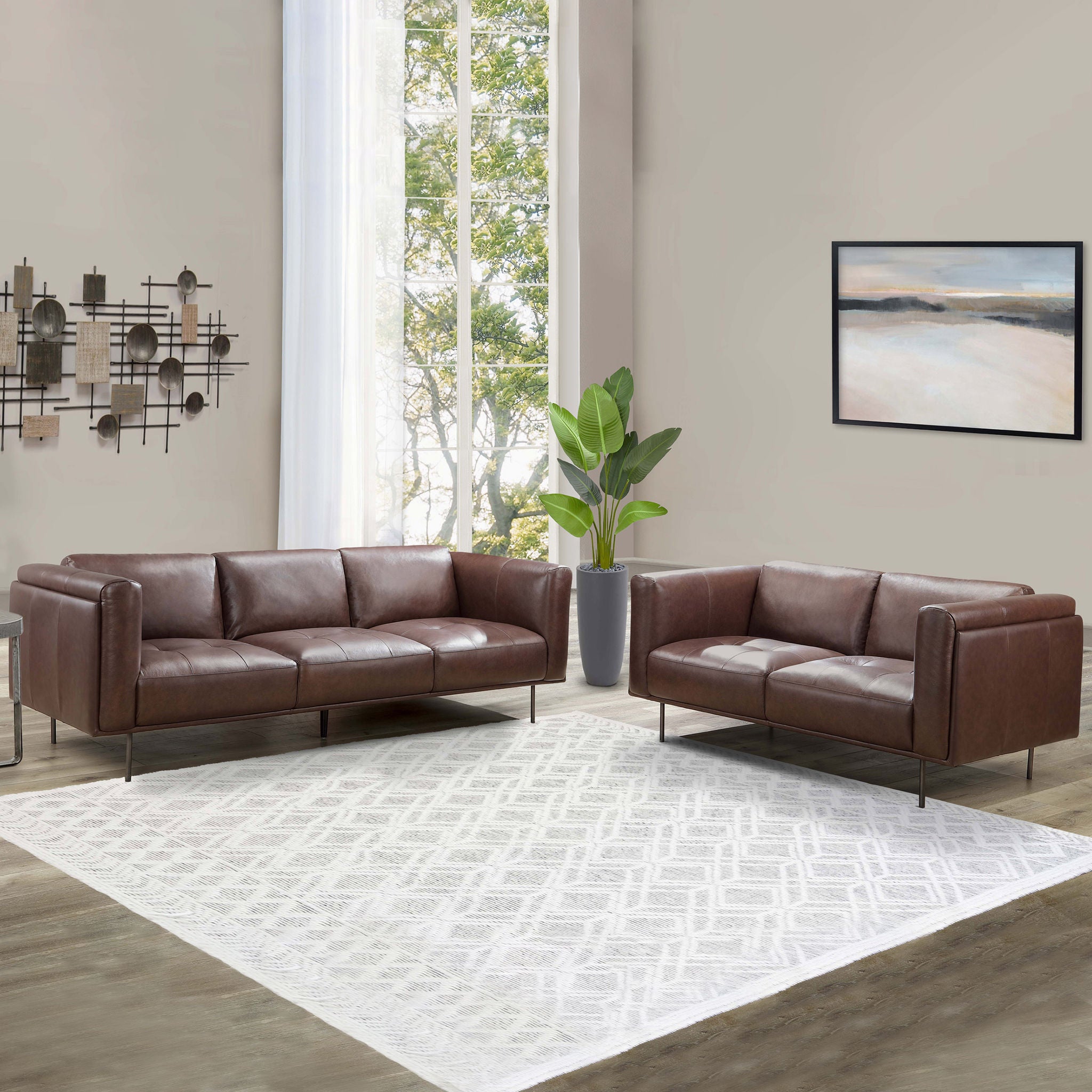 『Stay』レイ、グッドマン＆ブラウン Raven 2-piece Leather Sofa and Loveseat Set | Costco